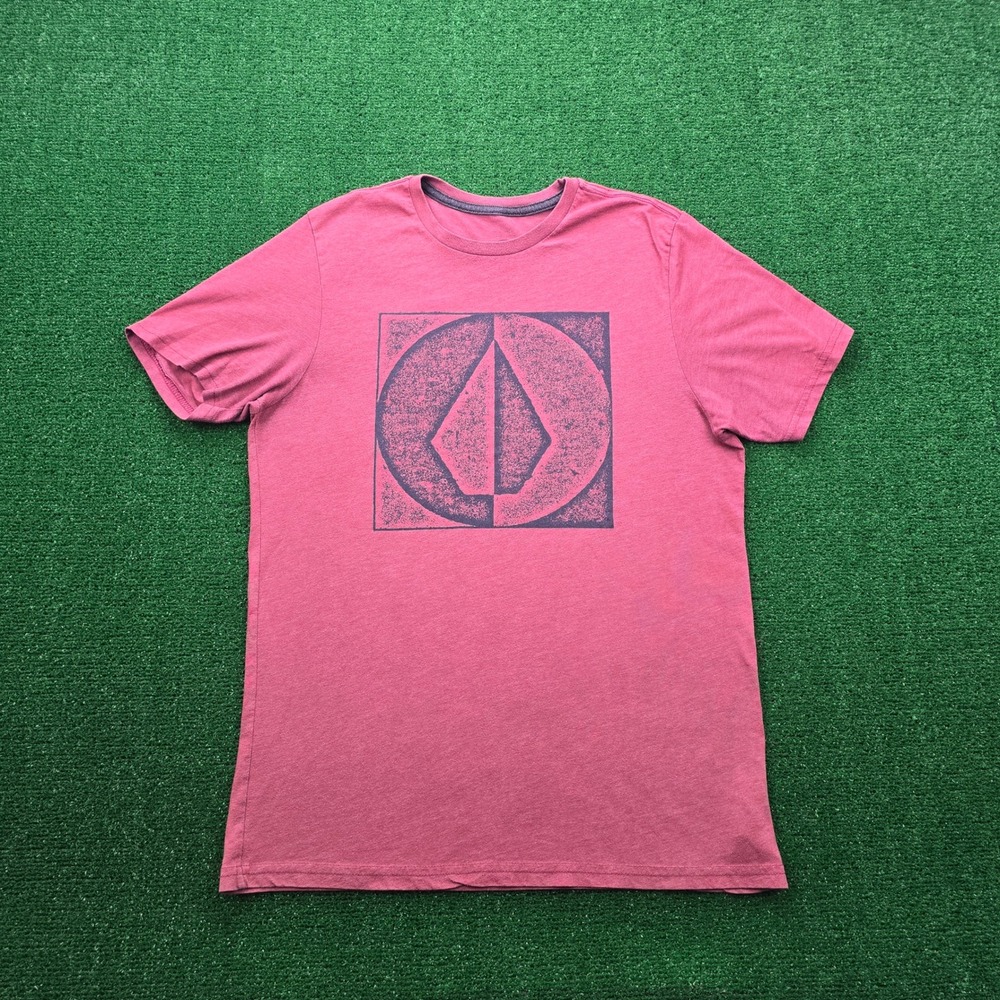 Volcom Shirt Mens Medium Red Maroon Heather Stone Logo Graphic Tee Skater Surf